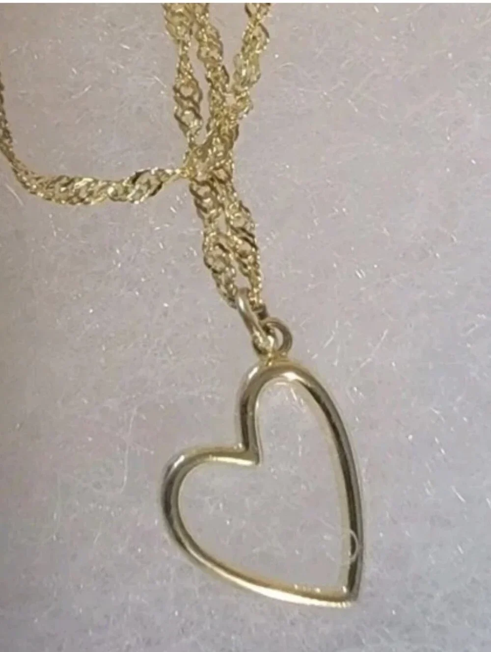 Gold Tilted Open Heart Pendant Necklace 925 Silver Gold Plated 16-18